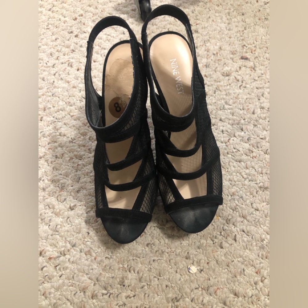 Nine West women’s Black Mesh Pump with 5” Heels.  Size 8